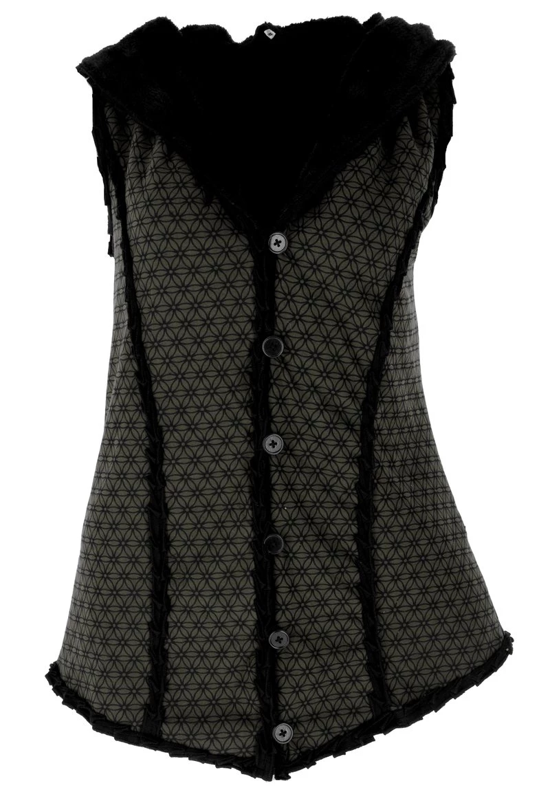 Guru Shop - Damen FLOWER OF LIFE - Weste - Olive 5 Guru Shop - Damen FLOWER OF LIFE - Weste - Olive – Bild 3