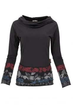 Guru Shop - Damen BOHO - Langarmshirt - Schwarz