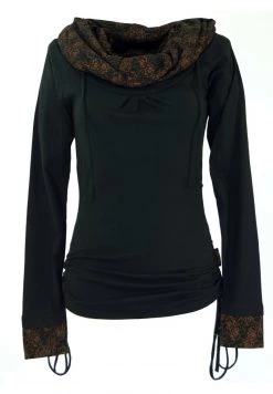 Guru Shop - Damen Langarmshirt - Schwarz/caramel