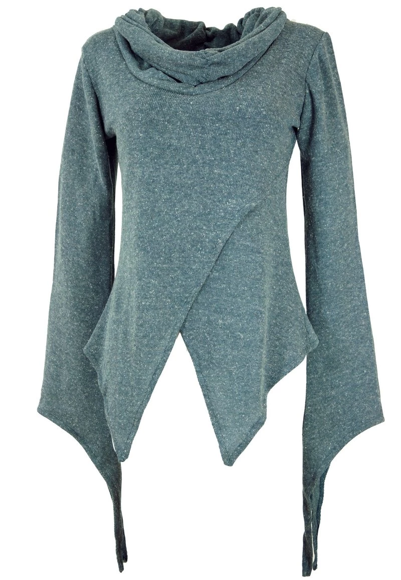 Guru Shop - Damen MIT SCHALKRAGEN - Strickpullover - Taubenblau 3 Guru Shop - Damen MIT SCHALKRAGEN - Strickpullover - Taubenblau