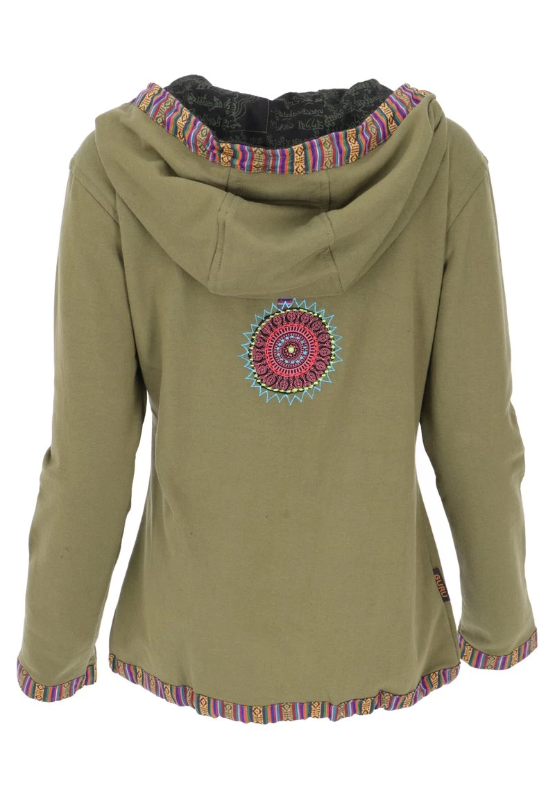 Guru Shop - Damen NEPAL ETHNO - Sweatjacke - Olivgr�n 4 Guru Shop - Damen NEPAL ETHNO - Sweatjacke - Olivgr�n – Bild 2
