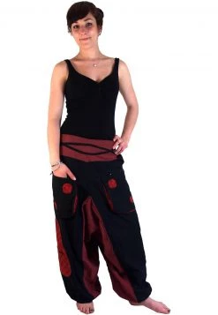 Guru Shop Stoffhose - Red, Black - Damen