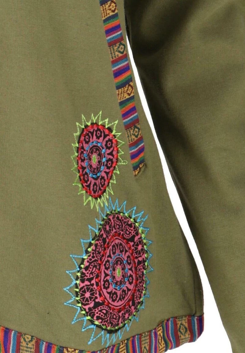 Guru Shop - Damen NEPAL ETHNO - Sweatjacke - Olivgr�n 5 Guru Shop - Damen NEPAL ETHNO - Sweatjacke - Olivgr�n – Bild 3