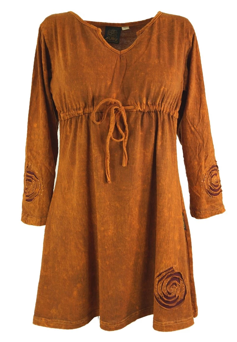 Guru Shop - Damen HIPPIE MINI BOHO CHIC SPIRALE TUNIKA - Freizeitkleid - Orange 3 Guru Shop - Damen HIPPIE MINI BOHO CHIC SPIRALE TUNIKA - Freizeitkleid - Orange