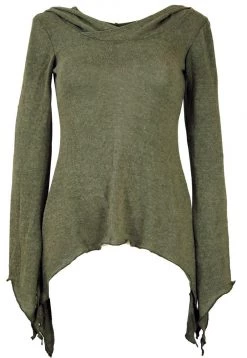 Guru Shop MIT KAPUZE - Strickpullover - Helles Khaki - Damen