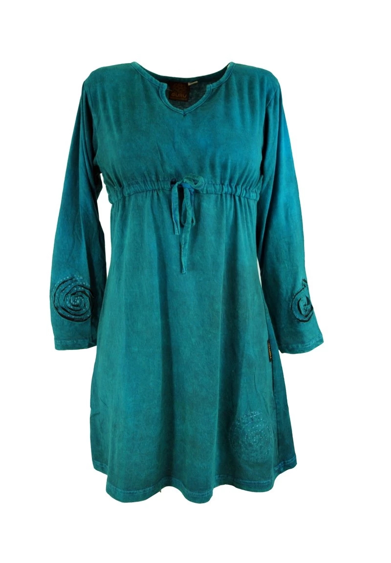Guru Shop - Damen HIPPIE MINI BOHO CHIC SPIRALE TUNIKA - Freizeitkleid - Blau 3 Guru Shop - Damen HIPPIE MINI BOHO CHIC SPIRALE TUNIKA - Freizeitkleid - Blau