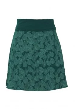 Guru Shop BOHO TELLERROCK HERBSTLAUB PRINT ORG - A-Linien-Rock - Emerald - Damen