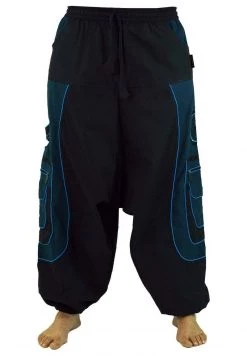 Guru Shop - Herren HAREMSHOSE PLUDERHOSE PUMPHOSE ALADINHOSE - Jogginghose - Schwarz Blau