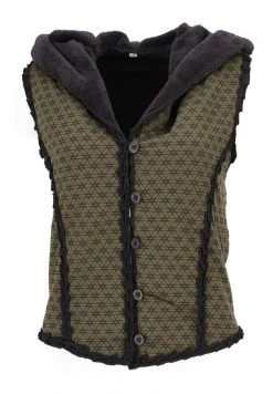 Guru Shop FLOWER OF LIFE - Weste - Olivgrün/schwarz - Damen