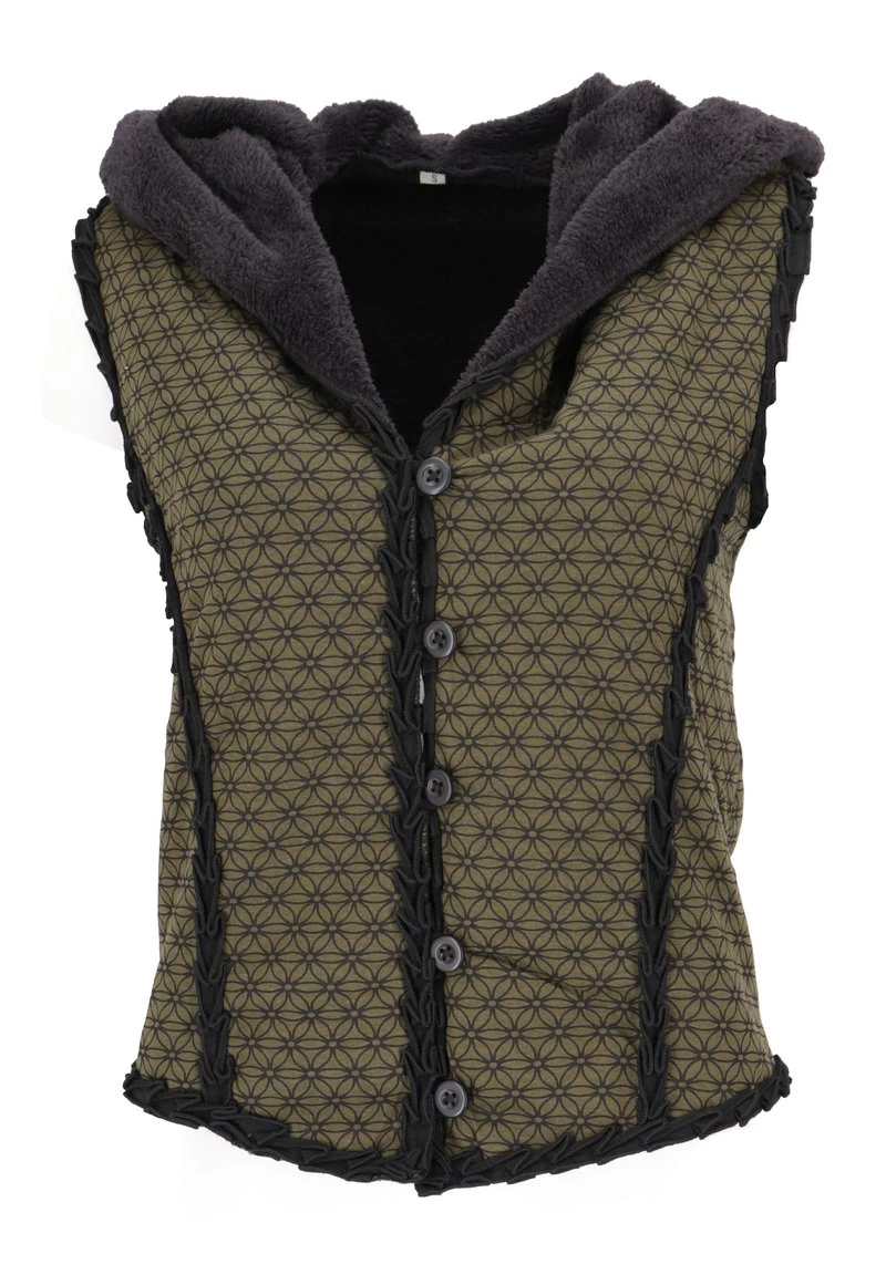 Guru Shop FLOWER OF LIFE - Weste - Olivgrün/schwarz - Damen 3 Guru Shop FLOWER OF LIFE - Weste - Olivgrün/schwarz - Damen